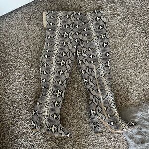 BAMBOO Snakeskin Pattern Thigh High Boots